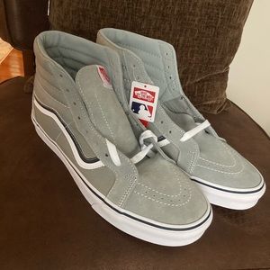 Never worn light gray, white and blue Yankees high top SK8 Vans size 12 Mens US